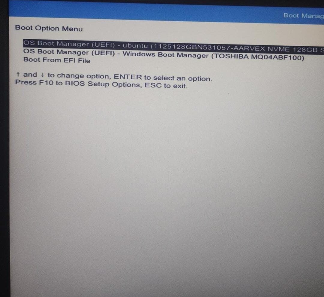 No option to boot from usb